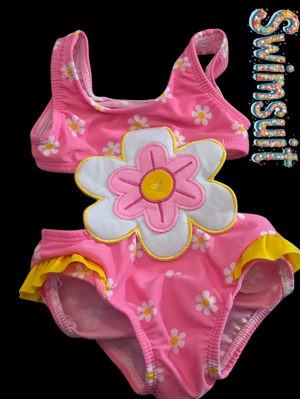 *1199 flower Swimsuit Girls 12 months